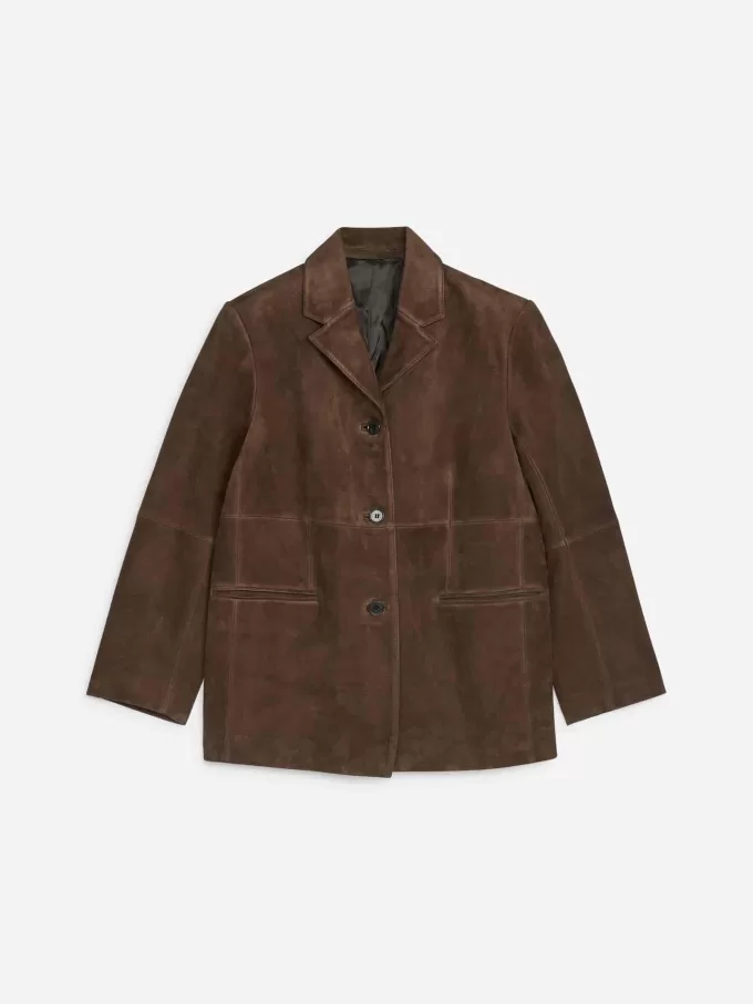 Blazer rilassato in pelle scamosciata Blazer rilassato in pelle scamosciata