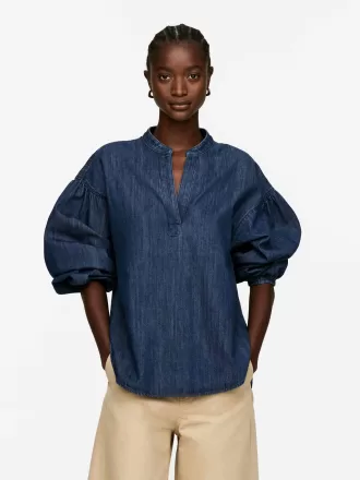 Camicetta di jeans con maniche voluminose