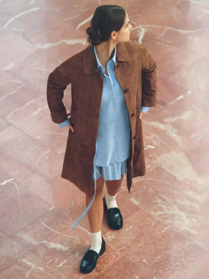 Cappotto in pelle scamosciata Cappotto in pelle scamosciata