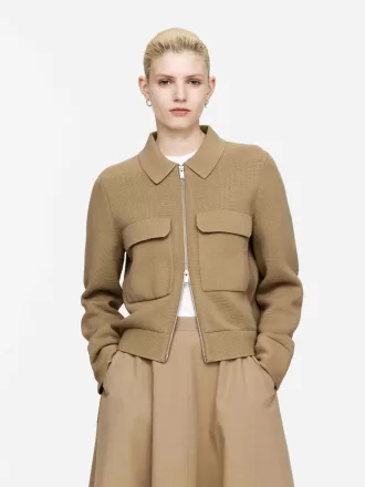 Giacca in cotone lavorato a maglia Beige scuro 1221378003001 1 330x440 - Giacca in cotone lavorato a maglia